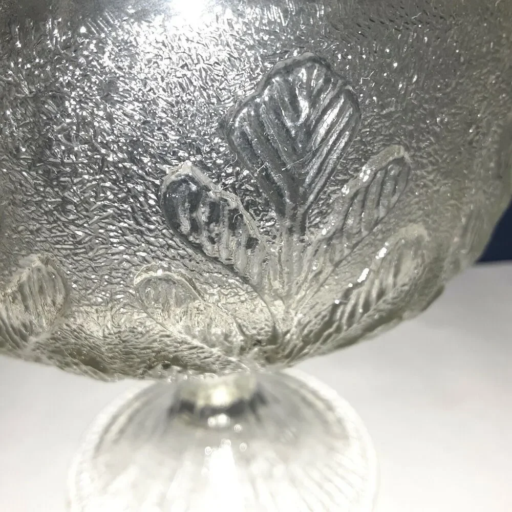 Vintage 1978 FTD Frosted Botanical Cut Goblet/ Vase Glass. Cottage, Farmhouse.